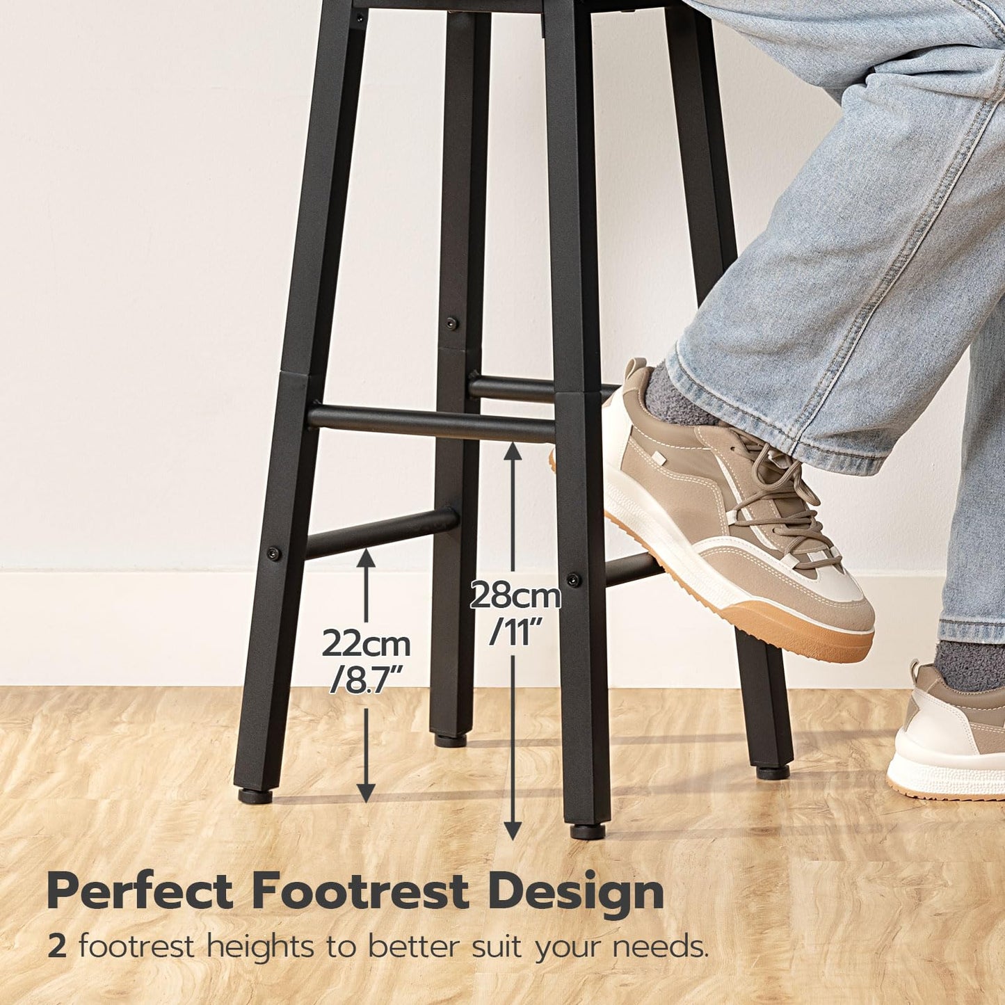 HOOBRO Bar Stools, Barstools Set of 2,Counter Height Barstools, 24.8" Bar Stools for Kitchen Island, Industrial Bar Chairs, for Dining Room, Kitchen, Bar, Rustic Brown and Black BF07BY01G1