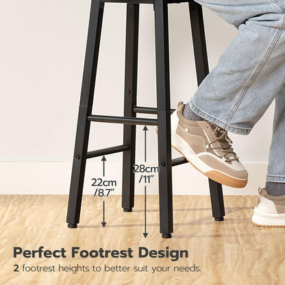 HOOBRO Bar Stools, Barstools Set of 2,Counter Height Barstools, 24.8" Bar Stools for Kitchen Island, Industrial Bar Chairs, for Dining Room, Kitchen, Bar, Rustic Brown and Black BF07BY01G1