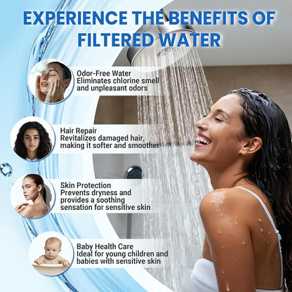 IceJoy Shower Filter Replacement Cartridge, Shower Head Filter Refill, for Hard Water Chlorine Heavy Metal, Skin Hair, Fit Any Similar Design Shower Water Filter