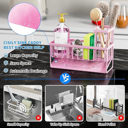 Cisily Pink Kitchen Sink Caddy Organzier