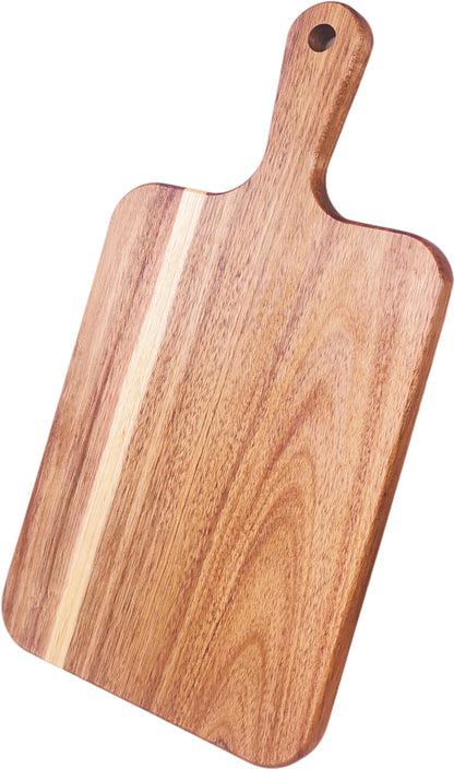 ZeQi Acacia Wood Cutting Board with Handle 13.7''X7'', Charcuterie Board, Serving Board for Cheese, Bread, Meat, Vegetables & Fruits, Natural Wooden Chopping Board for Kitchen