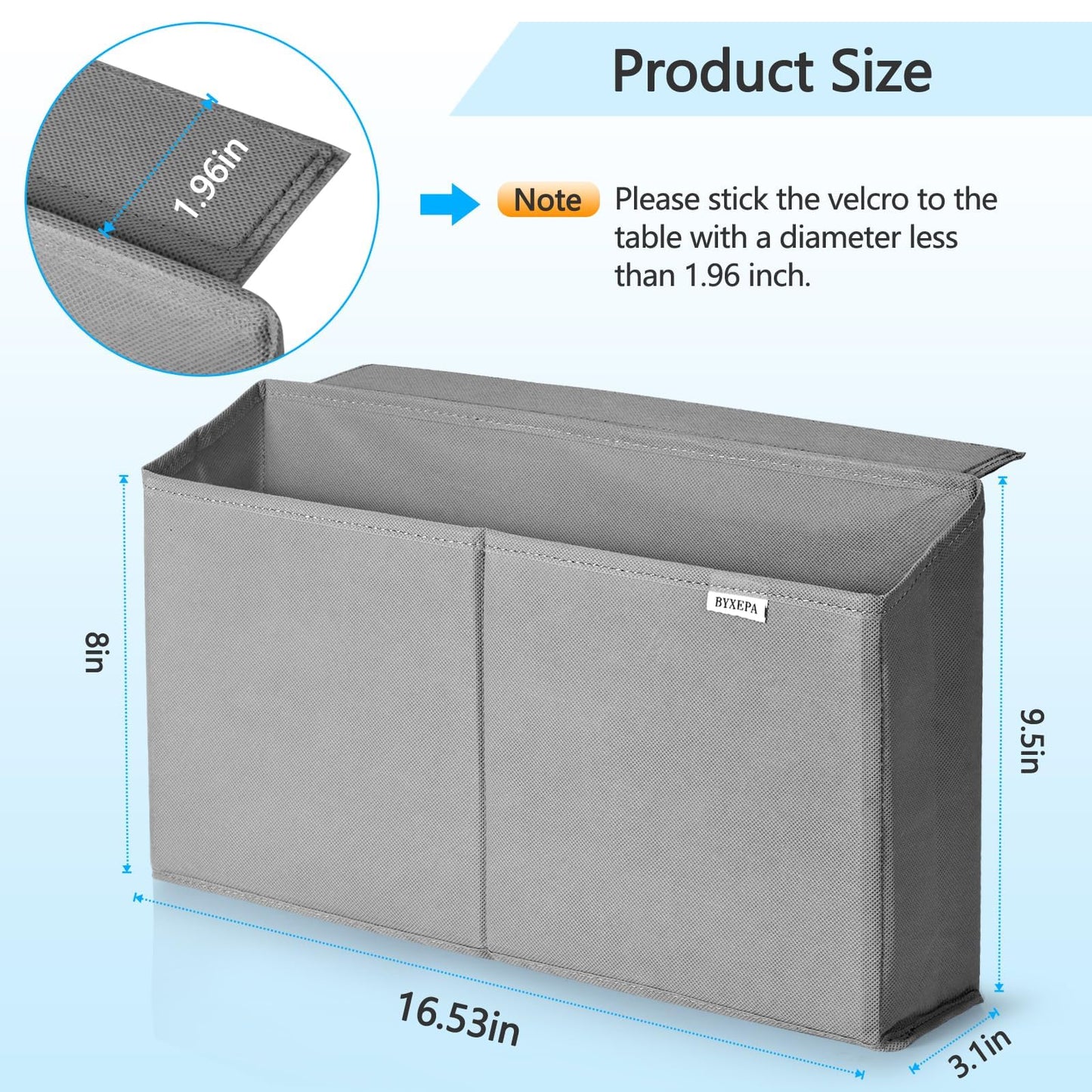 BYXEPA Desk Storage Bag, Table Storage Organizer For Computer, Gaming Desk, Dorm, Study Work Table (Grey)
