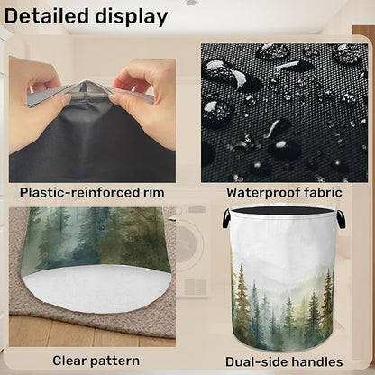 Misty Forest Green Foldable Laundry Hamper