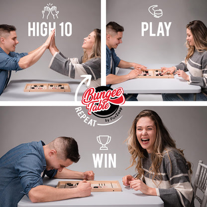PuxZoop Fast Sling Puck Game - Large Size - Test Your Speed and Accuracy with This Fast-Paced Wooden Air Hockey Board Game - Guaranteed Fun for Family Night or Friends Party