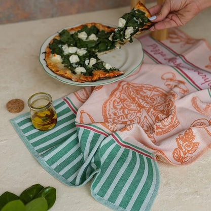 sea me at home 100% Cotton French Jacquard Kitchen Tea Towel Set of 4