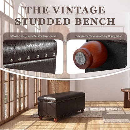 HomePop 40" Faux Leather Storage Cocktail Bench - Espresso