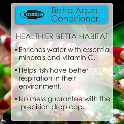 Crystalpro Betta Water Conditioner Treats 660 Gallons - Concentrated Betta Fish Water Conditioner Neutralizes Chlorine and Ammonia (4.2 Oz-125 ml)