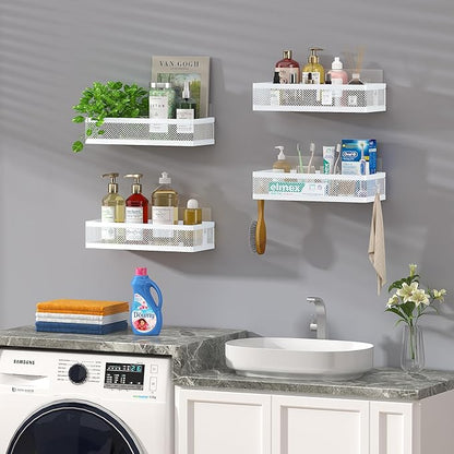 PUSDON Hanging Storage Baskets Organizer Wall Mount, Metal Wire Storage Bin Rack