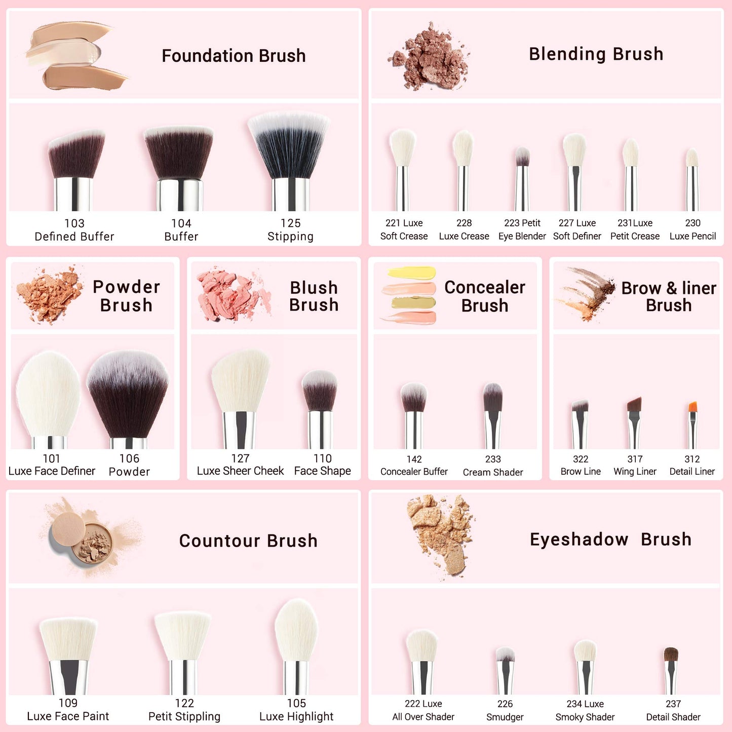 Jessup Brand 25pcs Professional Makeup Brush Set Beauty Cosmetic Foundation Powder Blusher Eyeshadow Blending Highlight Concealer Natural-Synthetic Hair Brushes Set (Pearl White/Silver)
