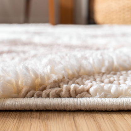 SAFAVIEH Moroccan Tassel Shag Collection Area Rug - 5'3" x 7'6", Ivory & Brown, Boho Design, Non-Shedding & Easy Care, 2-inch Thick Ideal for High Traffic Areas in Living Room, Bedroom (MTS601A)