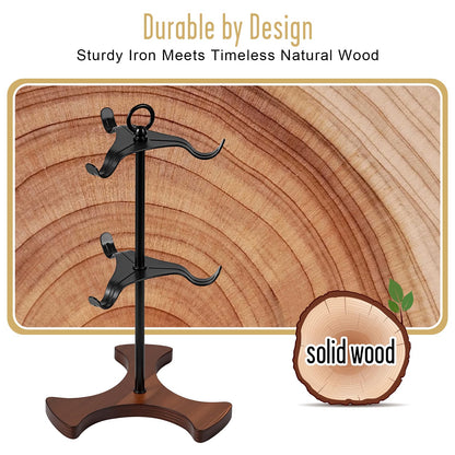 Mug Tree Y-Shaped, Coffee Mug Holder with Angled - Out Iron Hooks (No More Squeezing!), Solid Wood Base & Sturdy Iron Coffee Cup Rack, 6 Hook, Tools Included, Easy Install, Elevate Kitchen Nook Décor