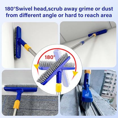 ITTAR Grout Brush with Long Adjustable Handle, Swivel Scrub Brush, V-Shape