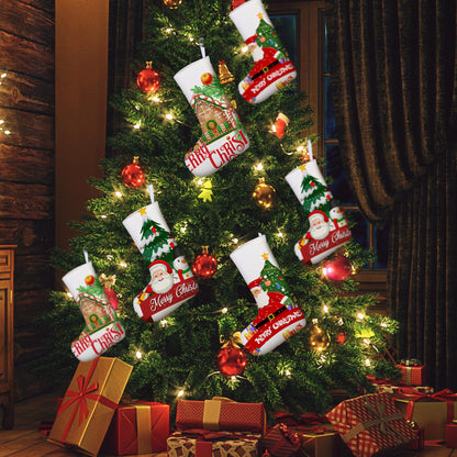 Aodaer 12 Pieces Plain Christmas Sublimation Burlap Stockings Hanging Stockings for Tree Fireplace DIY Heat Transfer Printing Christmas Home Decoration, 15.7 x 11.8 x 7.1 Inches