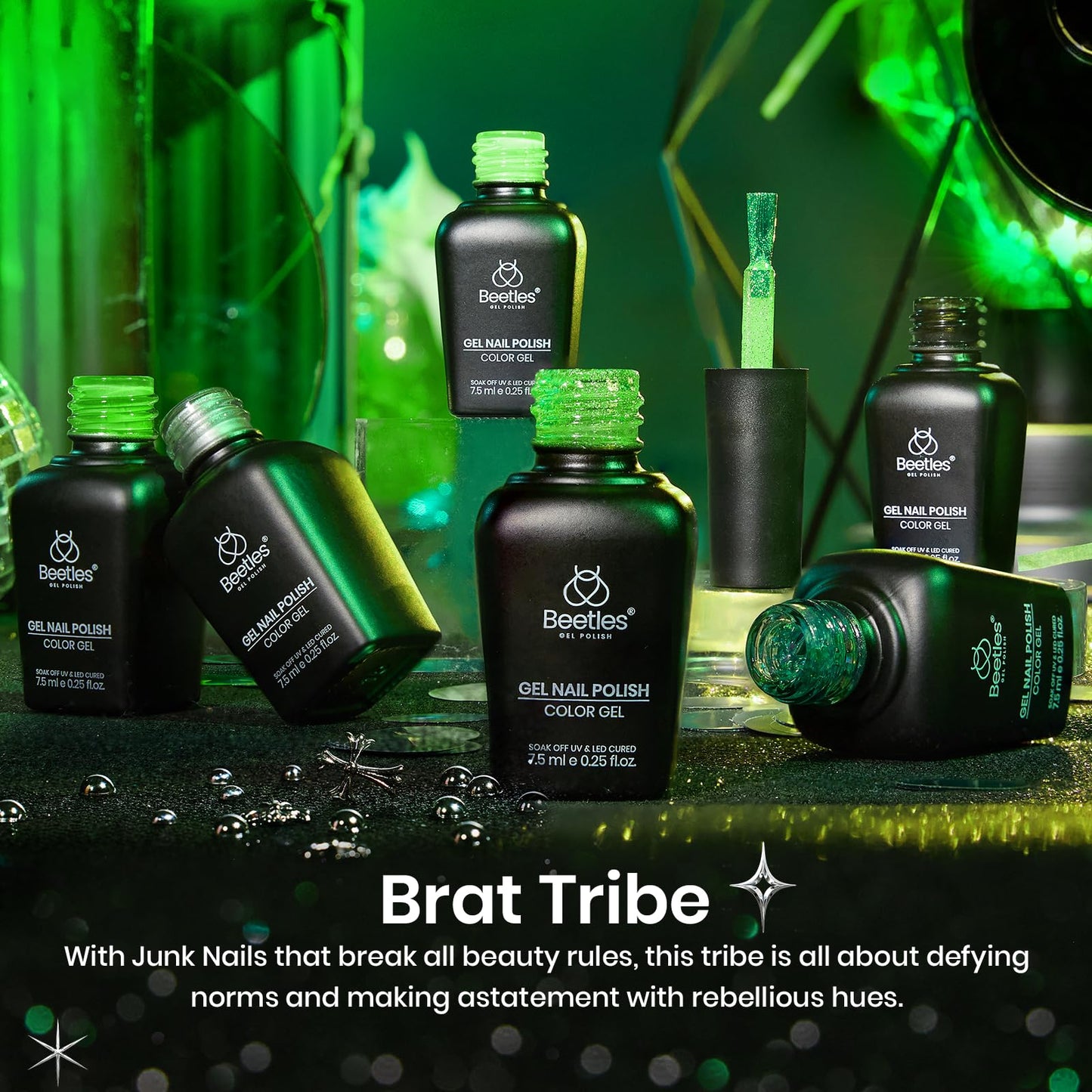 Beetles Cat Eye Gel Nail Polish Set, 6 Summer Colors Pastel Shimmer Glitter Gel Polish Kit Soak Off LED UV Curing Requires Pink Red Blue Orange Green Purple Velvet Gel with Magnet Gift for Women