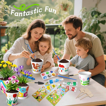 Kids Gardening Set Paint and Plant Flower Gardening Kit with 3 Pots, Kids Garden Flower Growing Kit Arts and Crafts Toys Gifts for Girls Boys Children Toys Gift for Girls Boys Ages 5 6 7 8 9 10 11 12