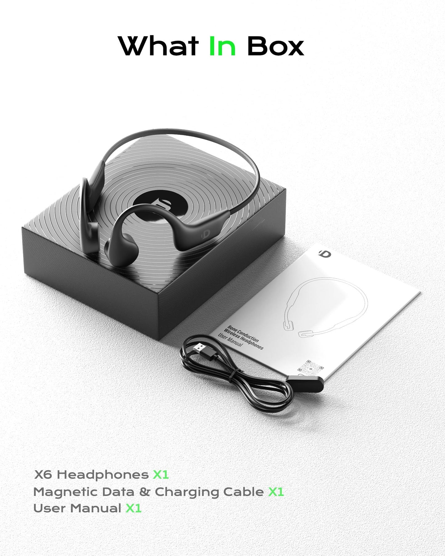 DEMICEA Open Ear Sport Headphones, Wireless Bone Conduction Earphones, Built-in 32GB MP3,with Mic, IP68, Sweat & Water Resistant, Up to 8 Hours Battery, Bluetooth 5.3,for Running,Swimming,Workouts