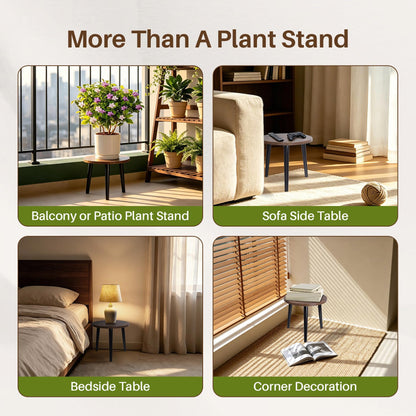 Phyluckny Round Plant Stand Indoor, Mid Century Wood Plant Table, Heavy Duty Metal Stool for Plants, Modern Flower Pot Holder, Small Side End Table for Home Decor (Walnut, 9.4"x7.8")