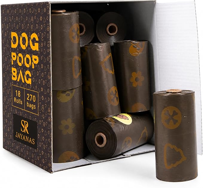 BPI Certified Compostable Dog Poop Bags, 18 Rolls 270 Bags, Coffee-Scented Extra Thick Leak-Proof Waste Bags, Meets ASTM D6400 Standard