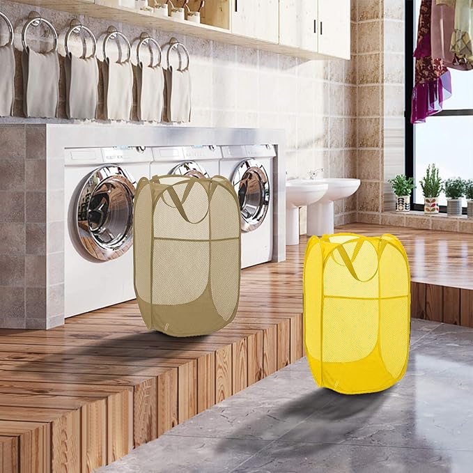 Mesh Popup Laundry Hamper, Foldable Laundry Basket Clothes Hamper