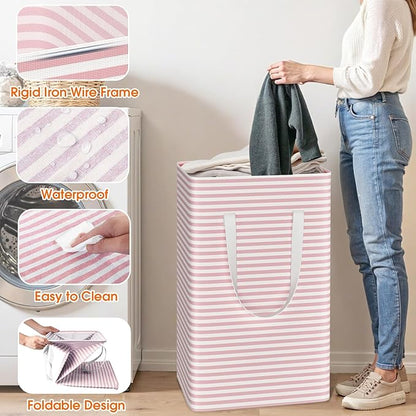 3 Pack Large Laundry Basket, Waterproof & Freestanding Laundry Hamper,