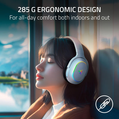 Razer Barracuda X Chroma Wireless Gaming Headset: 2.4GHz Wireless & Bluetooth - Lightweight - Chroma RGB - 40mm Drivers - Cardioid Mic - 70 Hr Battery - for PC, Mac, PS5, Switch 2, Smartphone - White