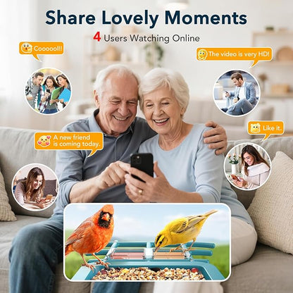 PeckCam® Bird Feeder with Camera Solar Powered, AI Identify & Auto Capture with 32GB Card, 2K HD Live Video Smart Bird Feeder Camera Instant Notifications in Backyard, Gift for Bird Lovers