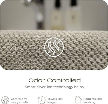 Luxury Silver-Infused Beige Guest Hand Towels 2-Pack Set, 23.6"x17.7"