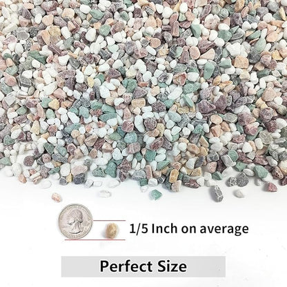 YISZM 2LB Succulent and Cactus Gravel Pebbles, 1/5 Inch Natural Decorative Polished Stones, River Rocks for Vases Gardening Indoor and Outdoor Decorative Rocks, Colorful