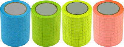 4A Full Adhesive Sticky Notes, 4 Refill Sticky Rolls, Grid Lines, 2 x 315 Inches, Colorful Graph Sticky Notes for Notebook, Office, Home
