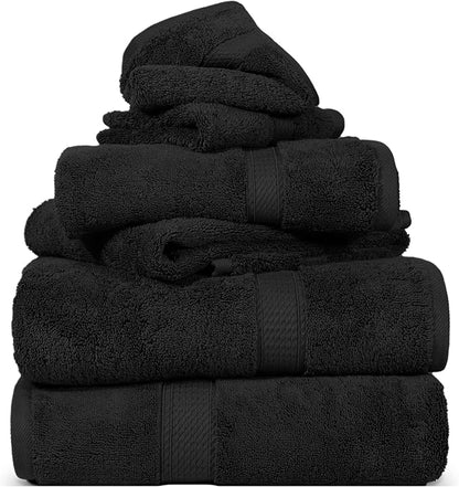 SUPERIOR Solid Egyptian Cotton Towel Set, Washcloths 13” x 13”, Hand Towels 20”