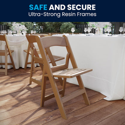 Flash Furniture Hercules Commercial Indoor/Outdoor Folding Event Chair, Wood Look, Weather-Resistant, Lightweight Design, Versatile Use, Chestnut