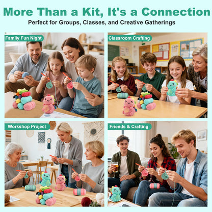 Faircosy Dinosaur Crochet Kit for Beginners: 2PCS Crochet Animal Kits for Adults - Learn to Crocheting Cute Amigurumi Starter Kit with Written Pattern & Video Tutorials (40%+ Yarn Extra)