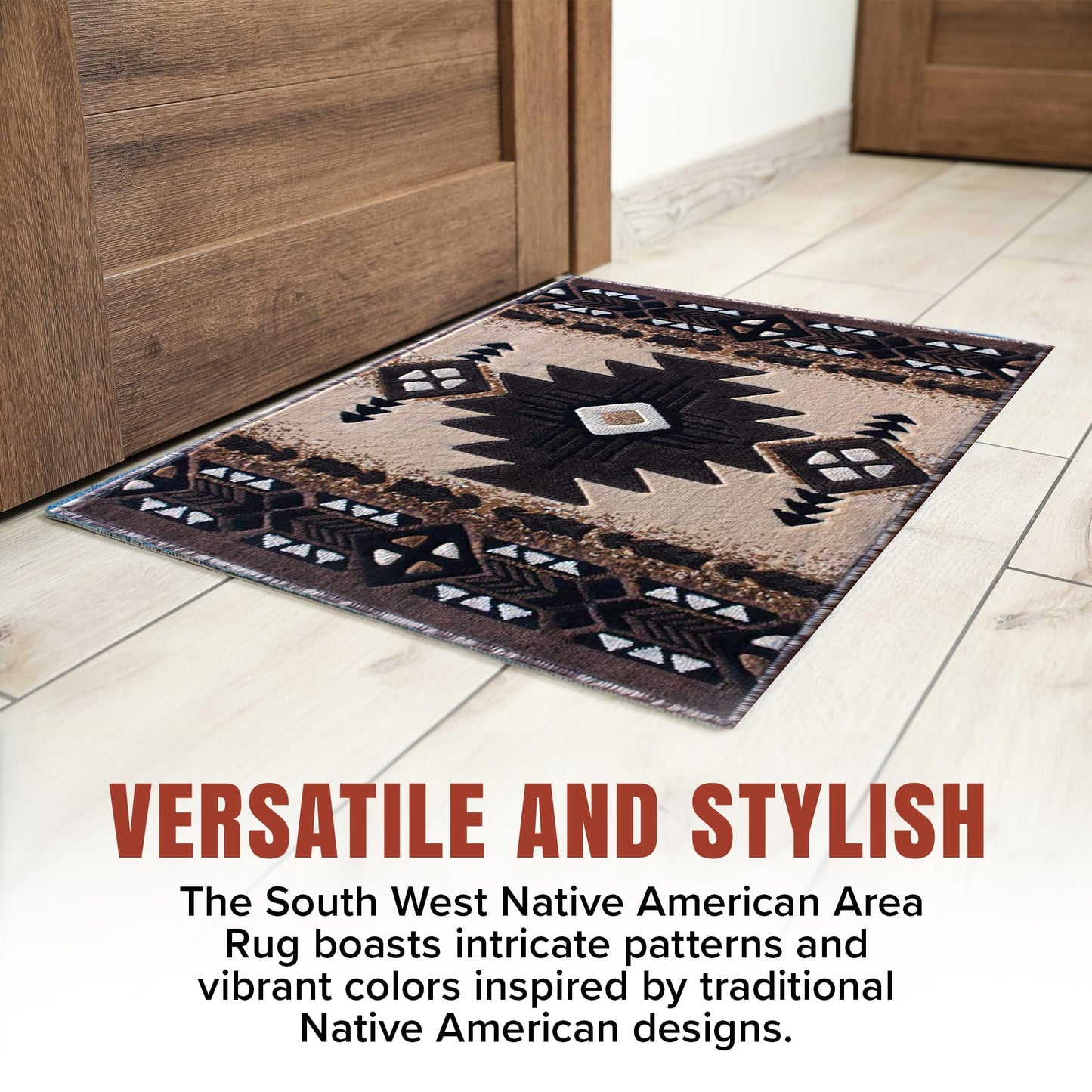 YHSF South West Native American Area Rug C318 - Easy Clean, Thick, Soft, Durable Native Tribal American Indian Inspired Rug for Bedroom/Living Room and More - Berber, 3 Feet x 4 Feet 7 Inches