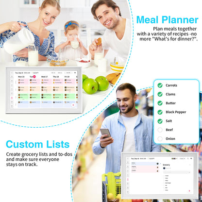 15.6" Smart Digital Calendar,Family Command Center Large Wall Planner with Chore Chart & Meal Planning, Real-time Sync with Google/Outlook, HD Digital Photo Frame, Gift for Parents & Busy Families