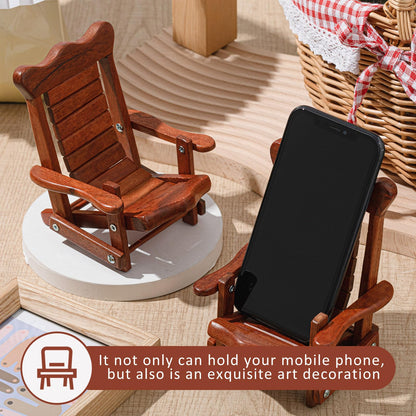 Kingdder 2 Pcs Christmas Wood Cell Phone Stand Gifts Folding Chair Wooden Phone Holder Adjustable Office Cellphone Stand Portable Cute Desktop Chair Shape Mobile Smartphone Holder for Desk Home Travel