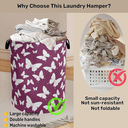 Purple Butterfly Silhouette Laundry Basket