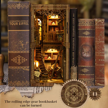 ISSEVE Book Nook, DIY Book Nook Kits for Adults 3D Wooden Puzzle Booknook Dollhouse, Miniature House Kit for Bookshelf Decor, Adults Model Crafts Kits, Gifts for Family Friends (Book Collection Room)