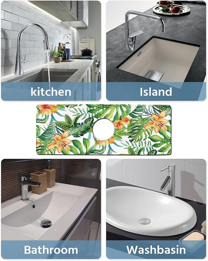 Patterned Sink Faucet Mat Kitchen Splash Guard Super Absorbent Drying Mat