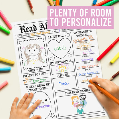 All About Me Posters for Classroom Must Haves - 20 Star Student Poster, 100 Days of School Items, Star of The Week Poster Elementary Classroom Decor, End of School Year Teacher Supplies