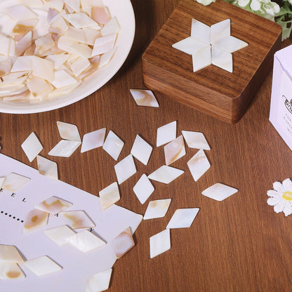 beinkmake 195Pcs Mother of Pearl Mosaic Tiles Bulk Natural Shell Mosaic Flat Rhombic Square Tiles for Home Decoration DIY Crafts