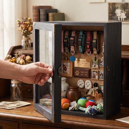 KAASTHAA Shadow Box Frame 11x13, Depth 5in Shadow Boxes Display Cases, Acrylic Door, Rustic Burnt Wood, Vintage Metal Accents, Hinged Door, Metal Handle and Latch, Linen Back