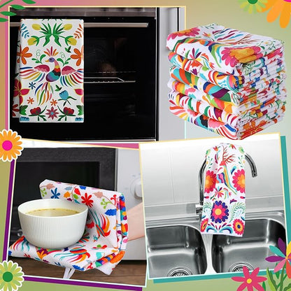 Breling Set of 6 Mexican Kitchen Towels Dia De Los Muertos Decorations Mexican