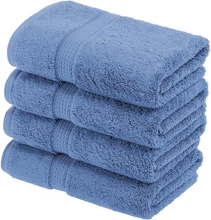 SUPERIOR Egyptian Cotton Pile Hand Towel Set of 4, Ultra Soft Luxury Towels