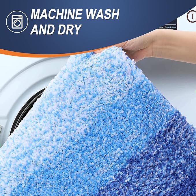 OLANLY Large Bathroom Rugs Mat 50x30, Extra Soft Absorbent Microfiber Bath Rugs, Rubber Backing, Quick Dry, Washable Bath Mats for Bathroom, Tub and Shower, Home Decor Accessories, Light Royal Blue