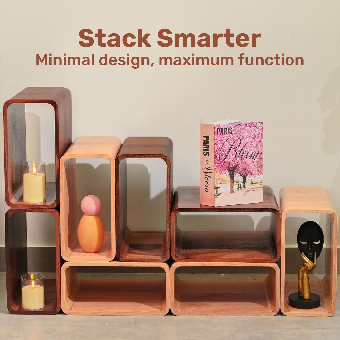 Contempa Wooden Cube Storage Bookcase Organizer, Bookshelf for Bedroom, Livingroom, Dormroom, Home Office, Studyroom, Home Decor and Contemporary Spaces (Red Oak | Pack of 2)