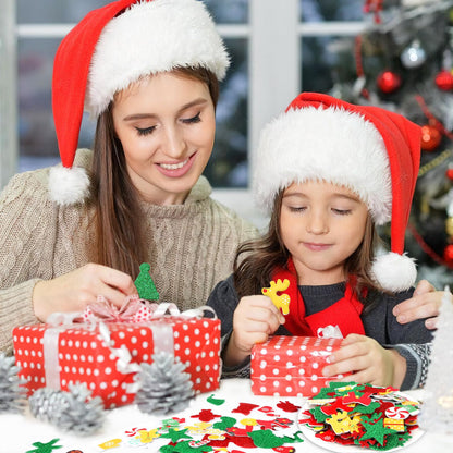 SEPGLITTER Christmas Foam Stickers, 600Pcs Christmas Glitter Santa Claus Snowman Elk Snowflake Self-Adhesive Foam Stickers for Kids Winter Christmas Party Favors DIY Crafts Decorations