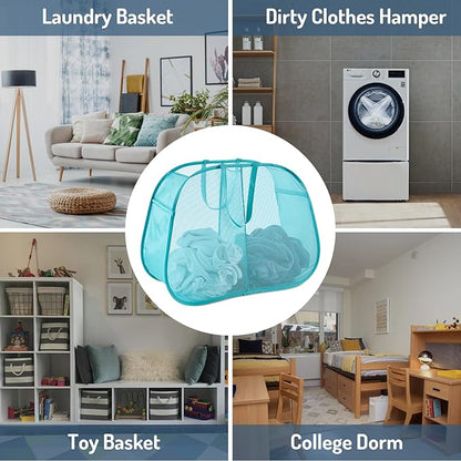 Seiritex Mesh Popup Laundry Hamper 2 Compartment, Collapsible Laundry Sorter