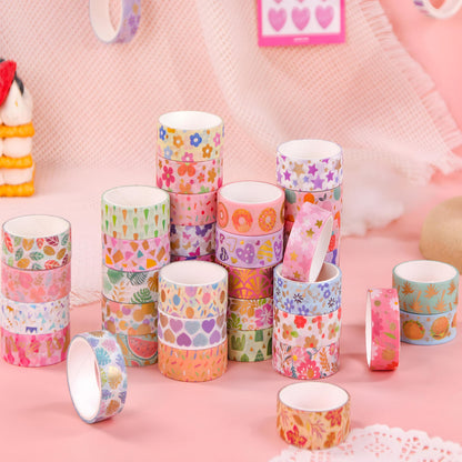 Sifaolp 60 Rolls Washi Tape Set, 15 mm Gold Foil Cute Pattern Floral Decorative for Journaling Supplies