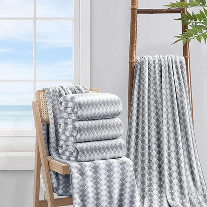 Bath Towel Set Gray 4Pack-35x70 Towel, 600GSM Ultra Soft Microfibers Bathroom