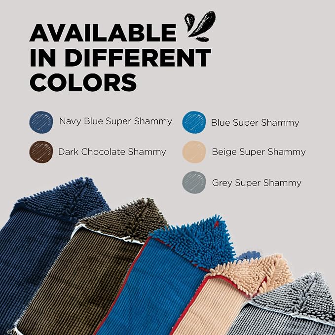 Soggy Doggy Super Shammy Dog Towel - Microfiber Chenille Towel for Drying Dogs and Cleaning Paws - Fast Drying with Hand Pockets for Ease (Gray, 31” x 14”)